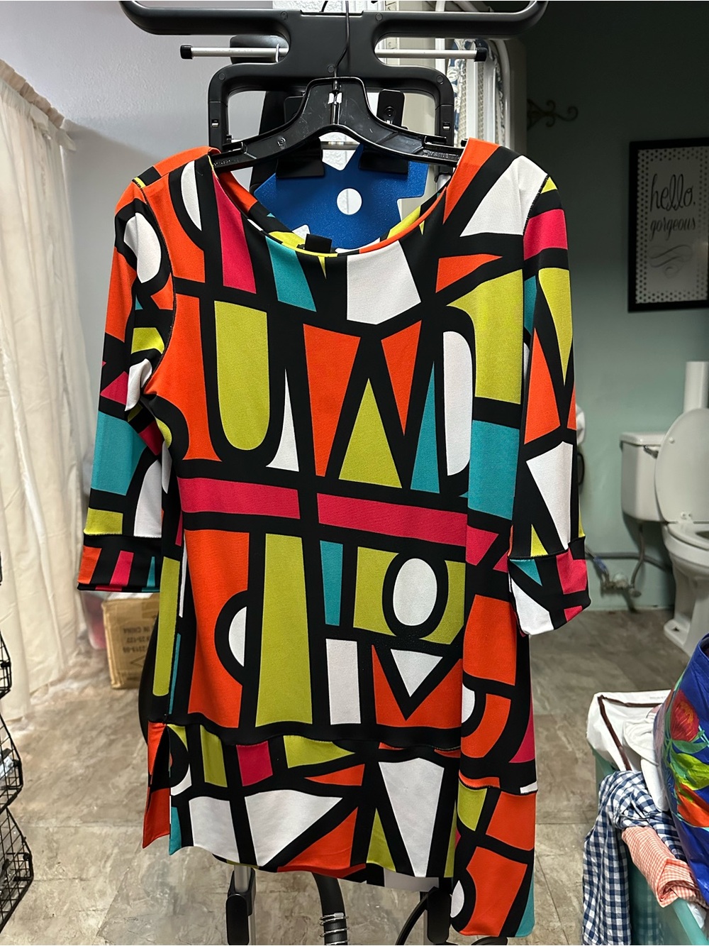 Colorblock Geometric Print Women’s Top - Multicolor